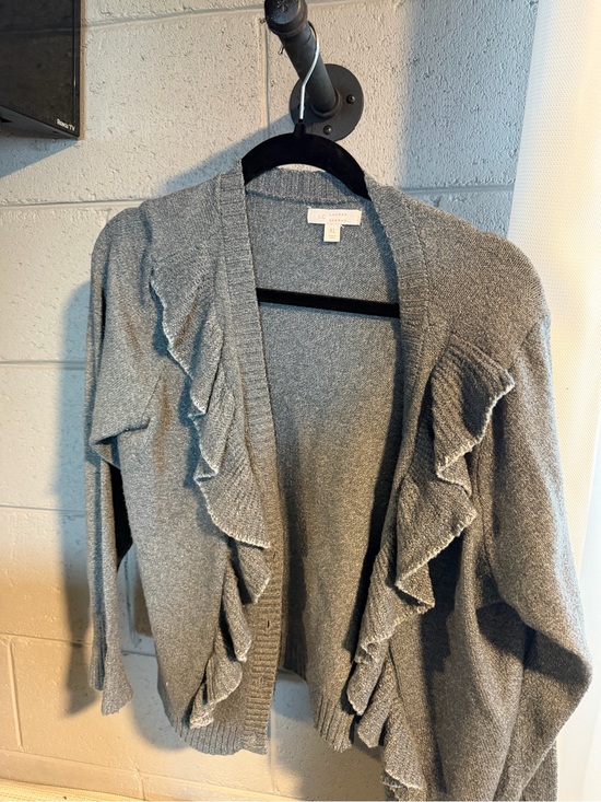 LC Lauren Conrad Sweaters - LC Lauren Conrad Gray Ruffle Open-Front Cardigan